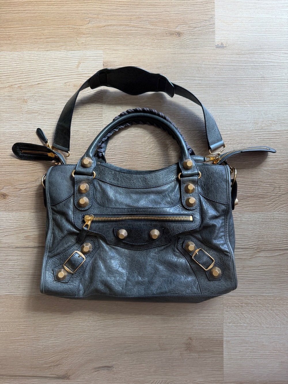 Balenciaga Giant 21 City Anthracite Bag Purse with Rose Gold Hardware